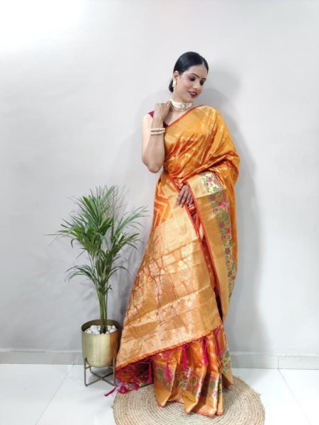  Beautiful Pure Silk Sarees with Tassels and Meenakari Border Silk Sarees Wholesale
