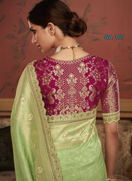 Pure Soft Dola Silk With Fancy Lace Border Designer Wedding Sarees Wholesale