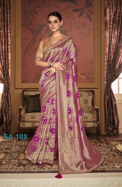 Pure Soft Dola Silk With Fancy Lace Border Designer Wedding Sarees Wholesale