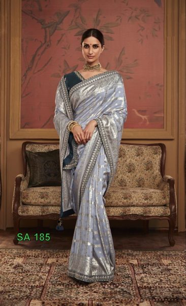 Pure Soft Dola Silk With Fancy Lace Border Designer Wedding Sarees Wholesale