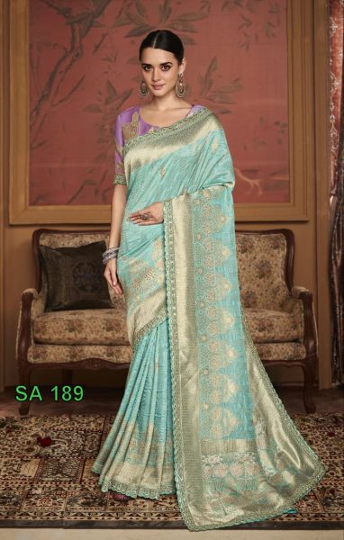 Pure Soft Dola Silk With Fancy Lace Border Designer Wedding Sarees Wholesale