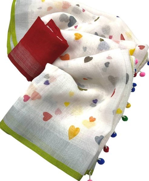 Pure Soft Linen Cotton Digital Print Saree Elegant Summer Wear with Tassel Pallu Limited Time Wholesale Deal Cotton Sarees Wholesale