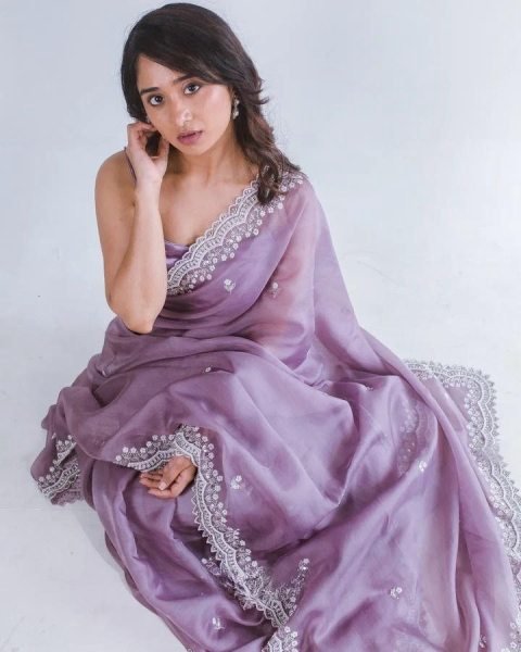  Pure Soft Orgenza With Codding Sequnce Thread Work Saree Organza Sarees Wholesale