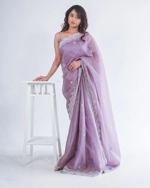  Pure Soft Orgenza With Codding Sequnce Thread Work Saree Organza Sarees Wholesale