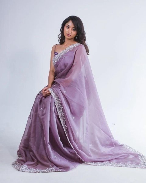  Pure Soft Orgenza With Codding Sequnce Thread Work Saree Organza Sarees Wholesale