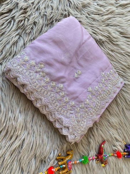  Pure Soft Orgenza With Codding Sequnce Thread Work Saree Organza Sarees Wholesale