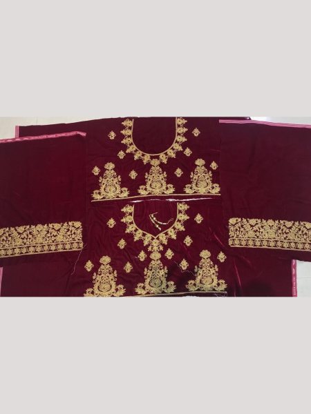 Pure Velvet Marron Color With Embroidery Work Bridal Lehenga Choli  Bridal Lehenga Choli