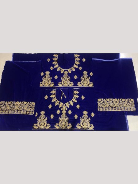 Pure Velvet Royal Blue Color With Embroidery Work Bridal Lehenga Choli  Bridal Lehenga Choli