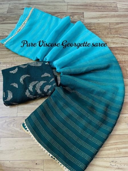Pure Viscose Georgette saree with Weaving Golden Linens Georgette Sarees Wholesale
