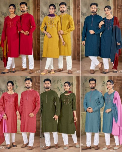 Pure viscose weaving Butti With Handwork and Embroidery  Couple Combo Collection Couple Combo collection 