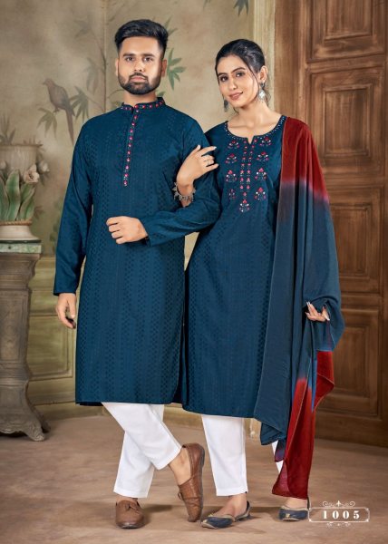 Pure viscose weaving Butti with Handwork and Embroidery Couple collection Couple Combo collection 