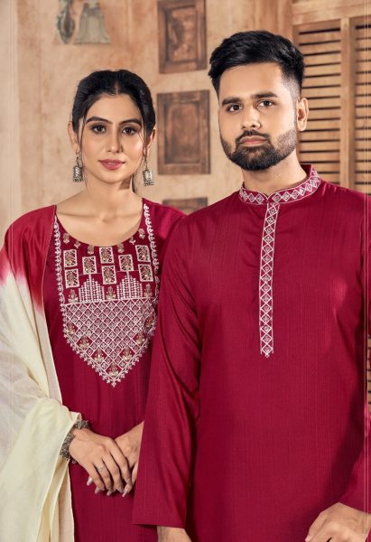 Pure viscose weaving Stripe with Embroidery couple Collection  Couple Combo collection 