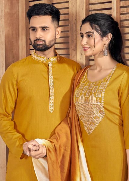 Pure viscose weaving Stripe with Embroidery couple Collection  Couple Combo collection 