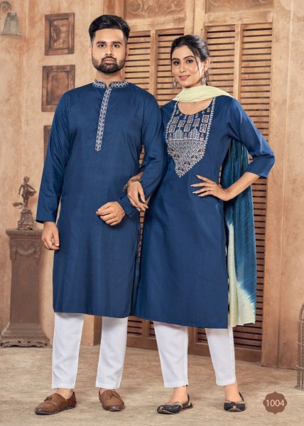 Pure viscose weaving Stripe with Embroidery couple Collection  Couple Combo collection 