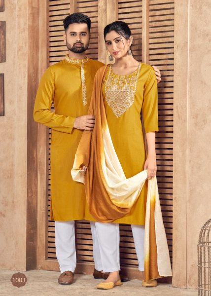 Pure viscose weaving Stripe with Embroidery couple Collection  Couple Combo collection 