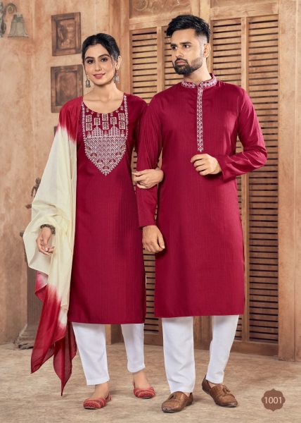 Pure viscose weaving Stripe with Embroidery couple Collection  Couple Combo collection 