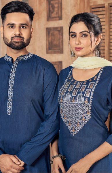 Pure viscose weaving Stripe with Embroidery couple Collection  Couple Combo collection 