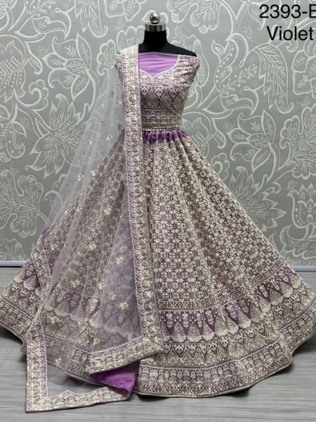 Purple Bridal Lehenga Choli with Heavy Net Sequins Work for Designer Wedding Outfit Bridal Lehenga Choli