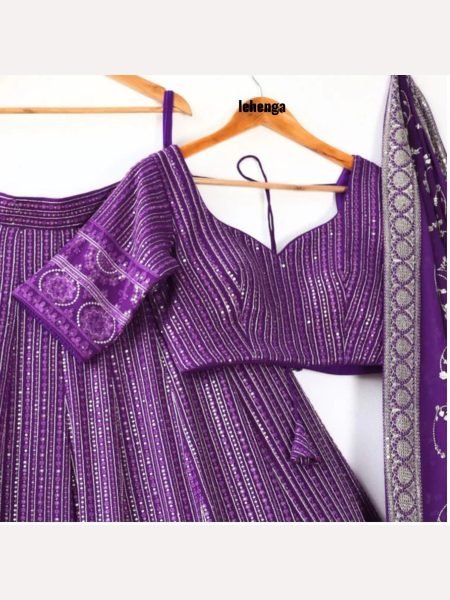 Purple Color  Heavy Fox Georgette Lehenga Choli With Sequence Work  Designer Lehenga Choli