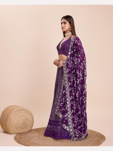 Purple Color  Heavy Fox Georgette Lehenga Choli With Sequence Work  Designer Lehenga Choli