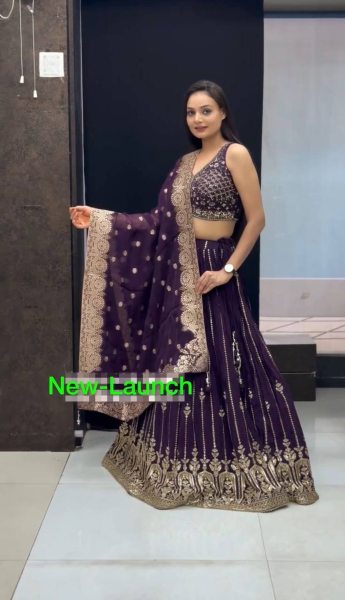 Purple Color  Lehenga Choli With Embroidery Sequence Work Designer Lehenga Choli