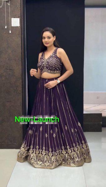 Purple Color  Lehenga Choli With Embroidery Sequence Work Designer Lehenga Choli