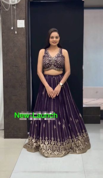 Purple Color  Lehenga Choli With Embroidery Sequence Work Designer Lehenga Choli