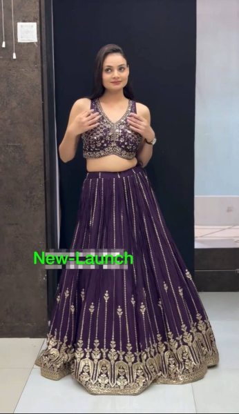 Purple Color  Lehenga Choli With Embroidery Sequence Work Designer Lehenga Choli