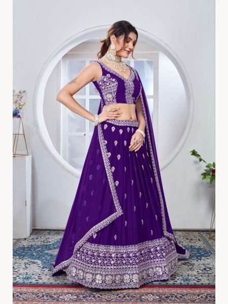 Purple Color Sequence Embroidery Work Lehenga Choli  Designer Lehenga Choli