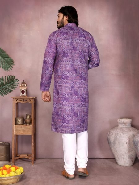  Purple Designer Cotton Kurta Pyjama Modern Festive Collection Kurta Pajama Wholesale