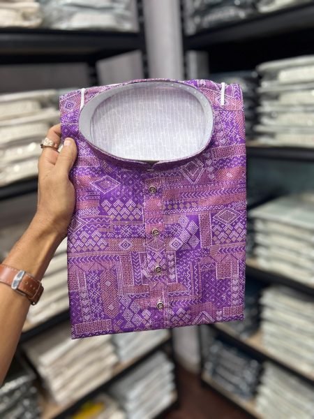  Purple Designer Cotton Kurta Pyjama Modern Festive Collection Kurta Pajama Wholesale
