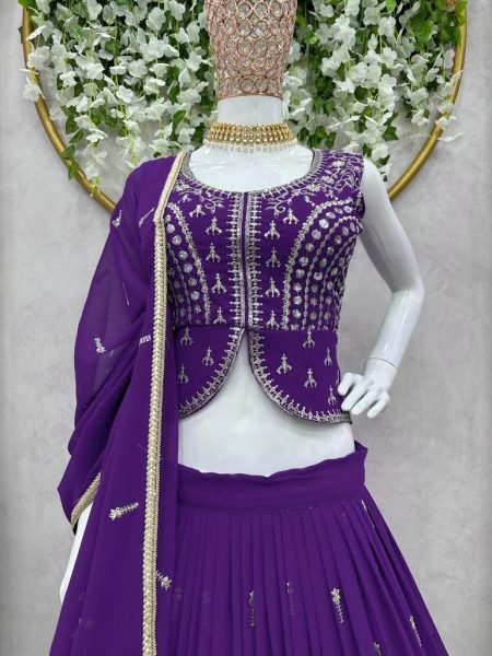 Purple Foux Georgette Lehenga Choli And Sequence Work  Designer Lehenga Choli