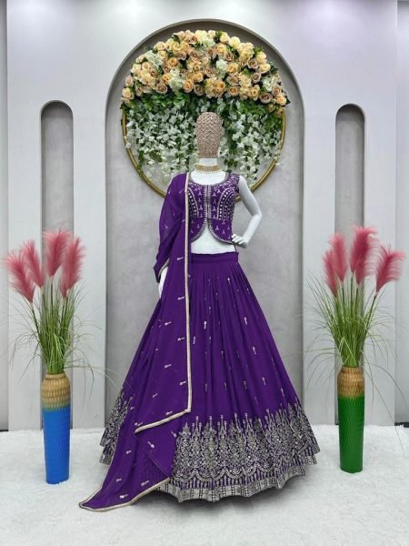 Purple Foux Georgette Lehenga Choli And Sequence Work  Designer Lehenga Choli