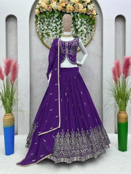 Purple Foux Georgette Lehenga Choli And Sequence Work  Designer Lehenga Choli