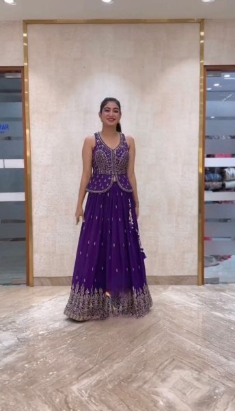 Purple Foux Georgette Lehenga Choli And Sequence Work  Designer Lehenga Choli