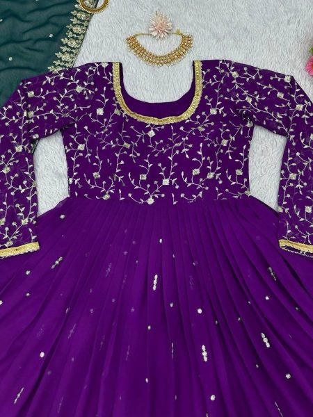 Purple Georgette Embroidered Anarkali Dress Anarkali Kurtis 