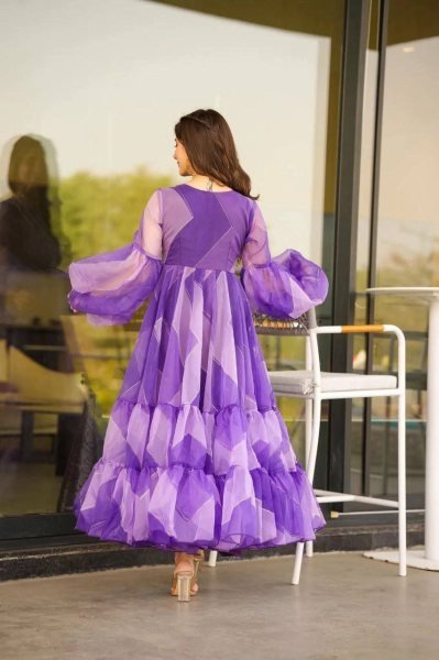 Purple Tabby Organza Anarkali Gown  Anarkali Kurtis 
