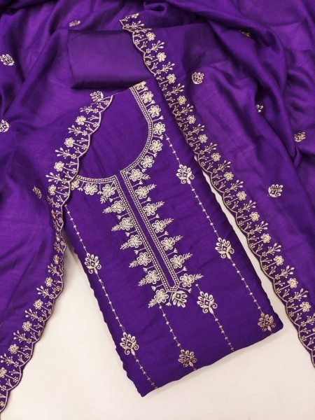 Purple Vichitra Silk Dress Material with Dupatta and Santoon Bottom at Low Price  Color Set Matching Dress Material Wholesale