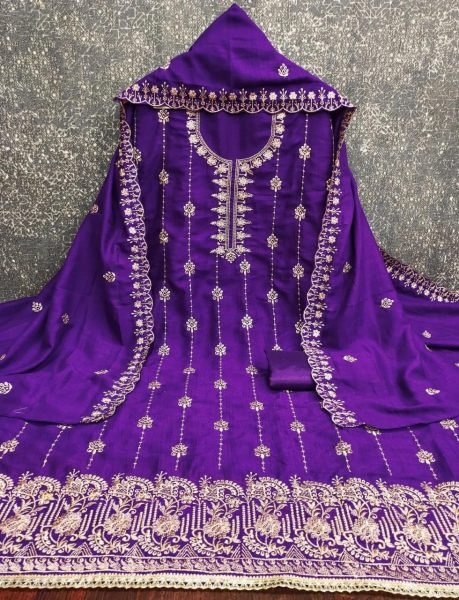 Purple Vichitra Silk Dress Material with Dupatta and Santoon Bottom at Low Price  Color Set Matching Dress Material Wholesale