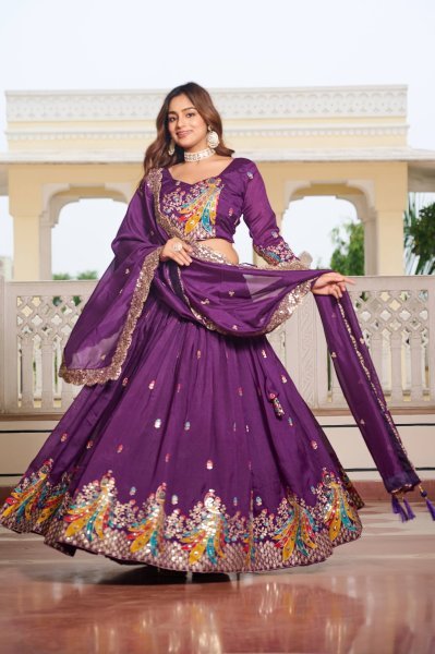 purple wine lehenga choli for weddings heavy sequin embroidery Designer Lehenga Choli