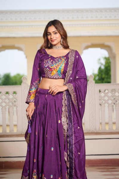 purple wine lehenga choli for weddings heavy sequin embroidery Designer Lehenga Choli