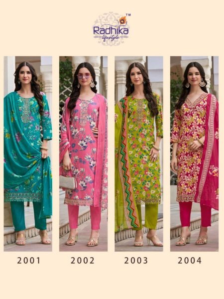 Radhika Lifestyle Everyday Cotton Charm Suit Set with Mulmul Dupatta Set to Set Full Set Kurti