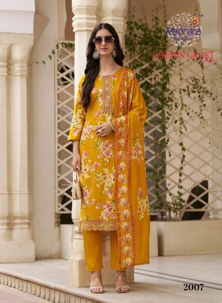 Radhika Lifestyle Everyday Cotton Charm Suit Set with Mulmul Dupatta Set to Set Full Set Kurti