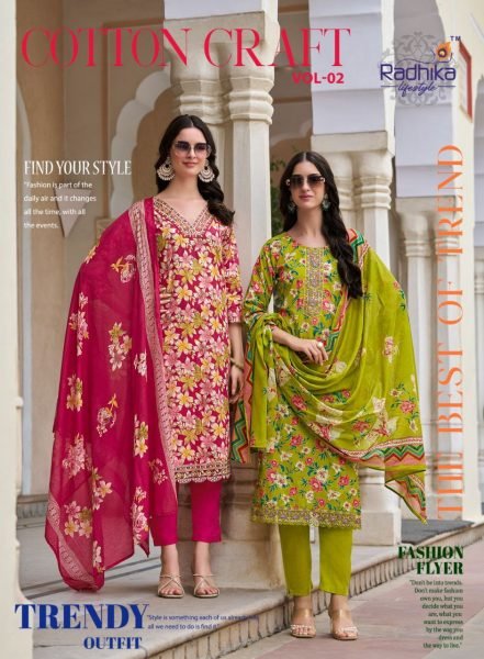 Radhika Lifestyle Everyday Cotton Charm Suit Set with Mulmul Dupatta Set to Set Full Set Kurti