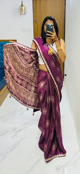 Rajasthani Gaji Silk Bandhani Saree with Rich Gota   Lagdi Patta Festive Must Have Bandhej Sarees Wholesale