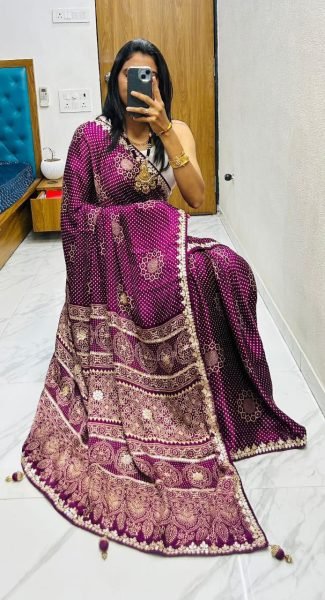 Rajasthani Gaji Silk Bandhani Saree with Rich Gota   Lagdi Patta Festive Must Have Bandhej Sarees Wholesale