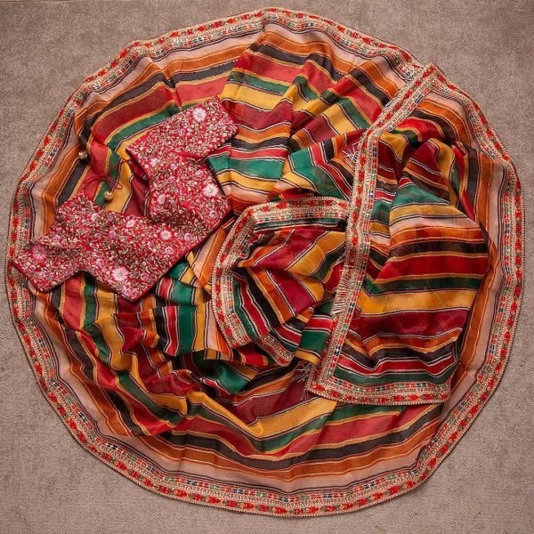 Rajwadi Silk Digitally Printed Dori Embroidery Work Saree Silk Sarees Wholesale