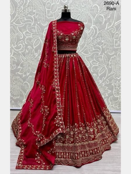 Rani Color Bridal Special Satin Chiffon Lehenga Choli Manfacture in surat Gujarat  Bridal Lehenga Choli