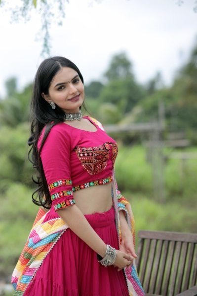 Rayon Navratri Ready to Wear Lehenga in Pink with Embroidery Work Navratri Lehnega Choli