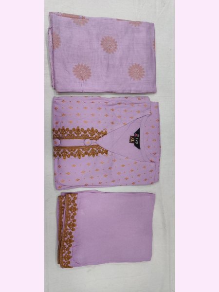 RAYON WITH NECK EMBROIDERY WORK READYMADE SUITS SET 3 Piece Kurti Set